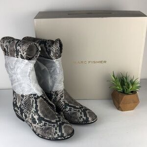NEW Marc Fisher Humor 2 Chic Snake Print Boots 6